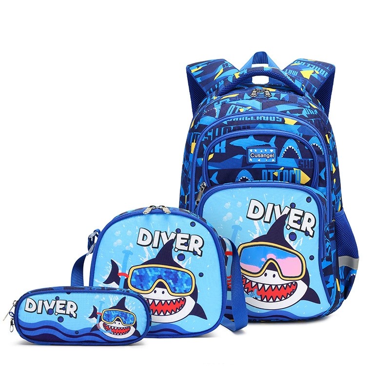 3-teiliger Oxford-Cartoon-Rucksack mit großer Kapazität
