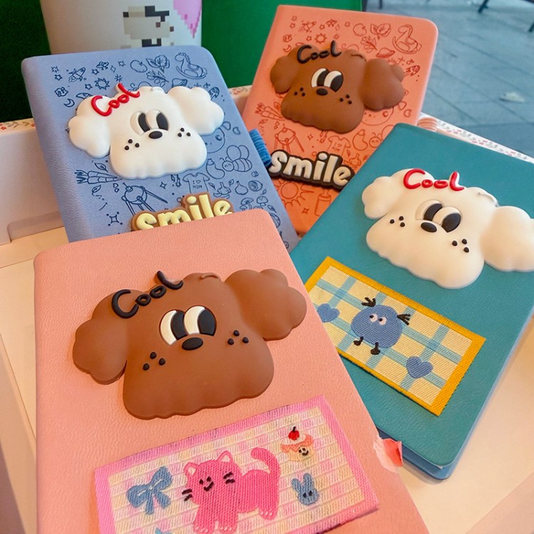 Niedliches Hardcover-Notizbuch mit 3D-Cartoon-Hund