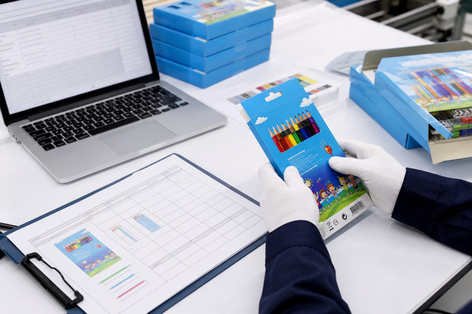 Factory testing and pre-shipment inspection of children's stationery