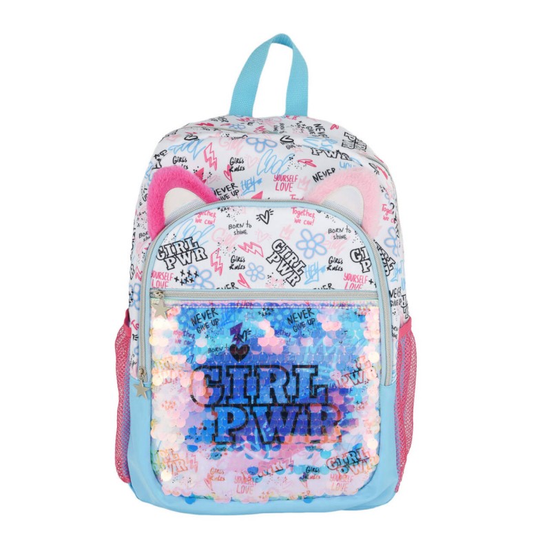 Rucksack aus Alpaka mit Pailletten und Fell